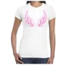 White t-shirt with pink wings