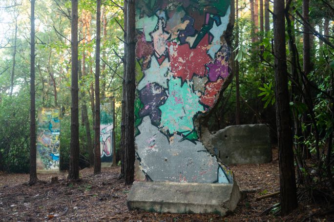 Berlin Wall Exhibit in Woodland at Careys Secret Garden