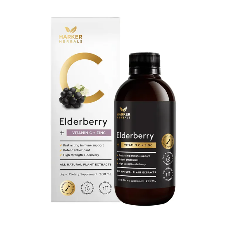 Harker Herbals Liquid Elderberry + Vitamin C + Zinc 200ml Syrup