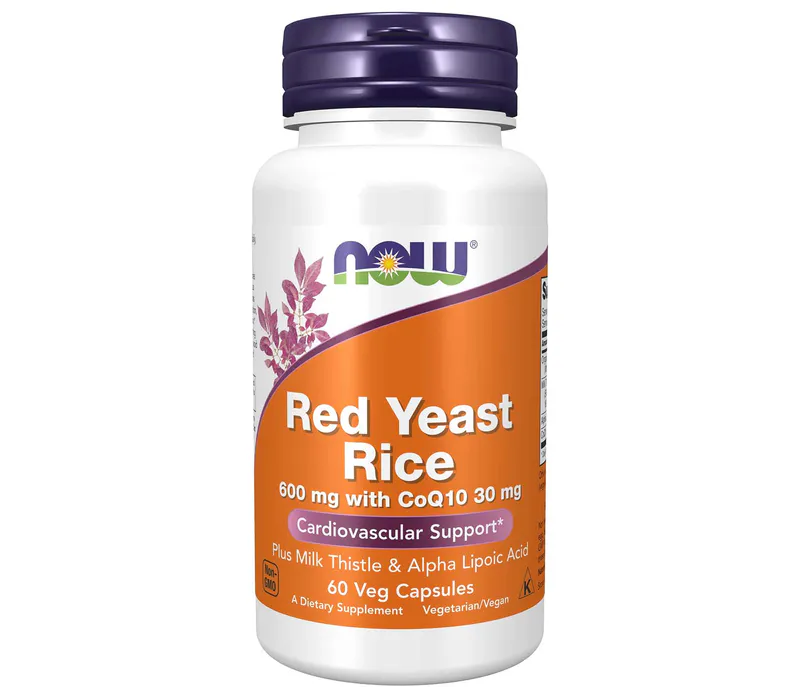 NOW Foods Red Yeast Rice 600 mg with CoQ10 30 mg 60 Veg Capsules