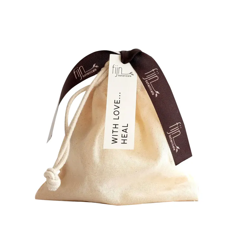 Fijn Botanicals With Love Heal Gift bag with 50ml glass vial of Kingna Body Oil and a 50ml Fynbos Healing Balm