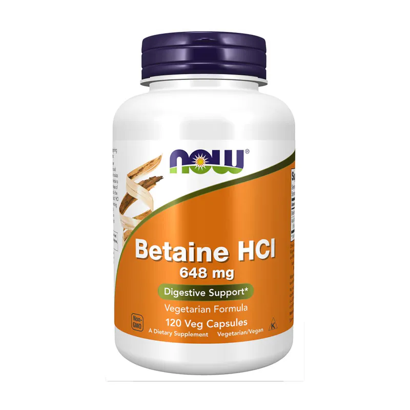 NOW Foods Betaine HCl 648 mg 120 Veg Capsules