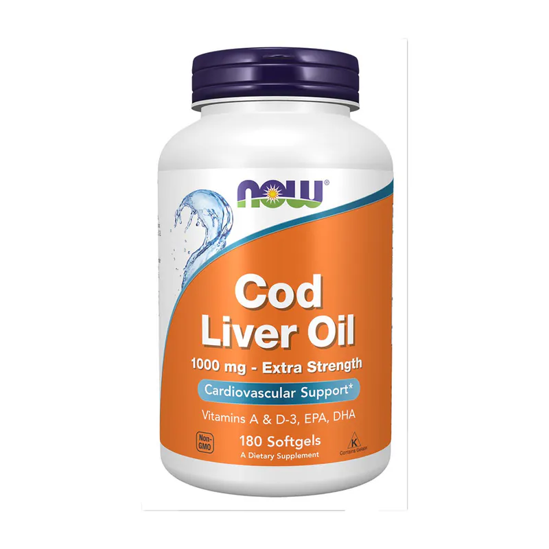 NOW Foods Cod Liver Oil Extra Strength 1000 mg 180 Softgels