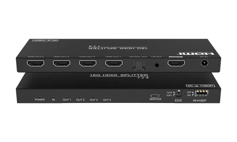 1x4 4K HDMI Splitter with Downscaler and Audio Extraction