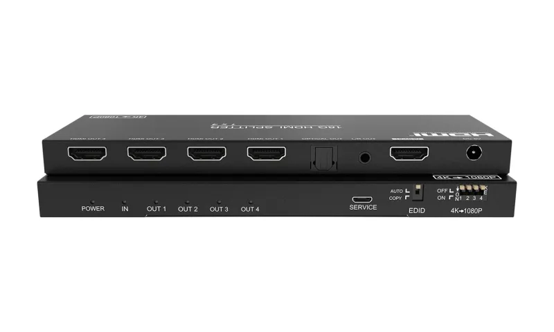 1x4 4K HDMI Splitter with Downscaler and Audio Extraction
