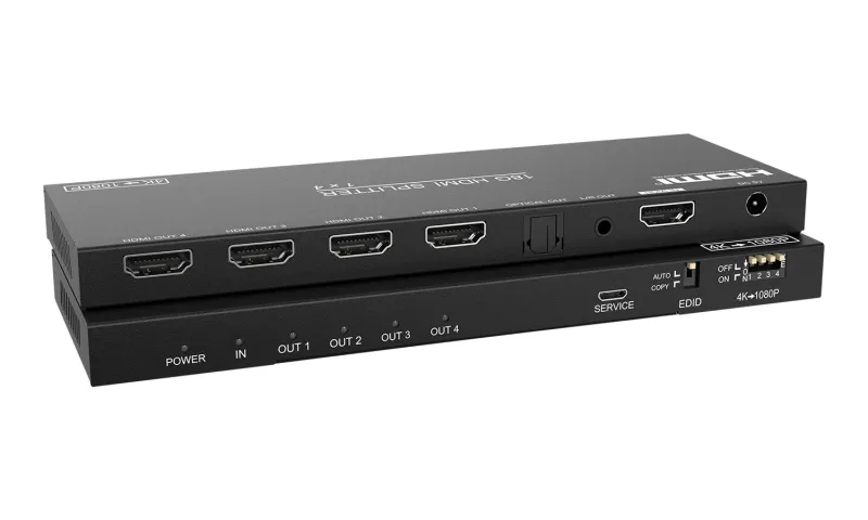 1x4 4K HDMI Splitter with Downscaler and Audio Extraction