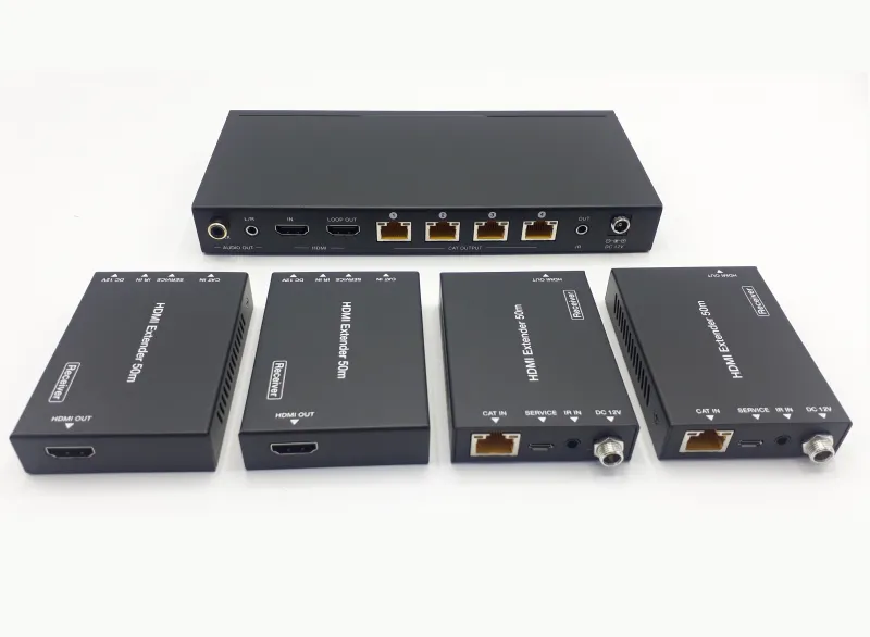 1x4 4K HDMI Splitter CAT6 Extender with Audio Extraction