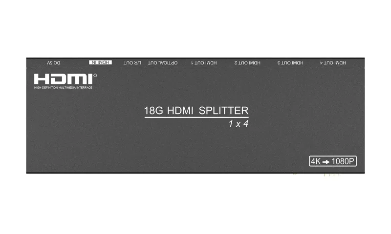 1x4 4K HDMI Splitter with Downscaler and Audio Extraction