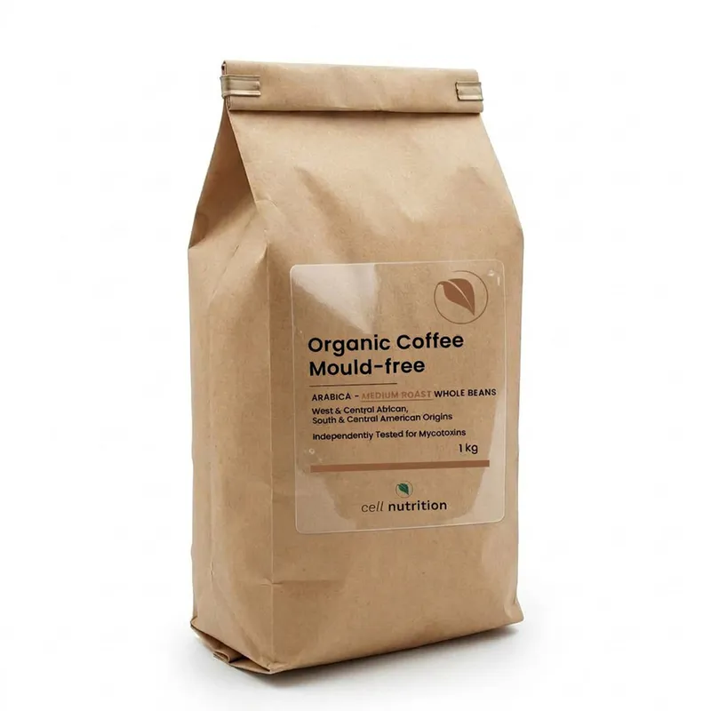 Cell Nutrition Organic Coffee Mould-Free – Medium Roast Whole Beans 1kg