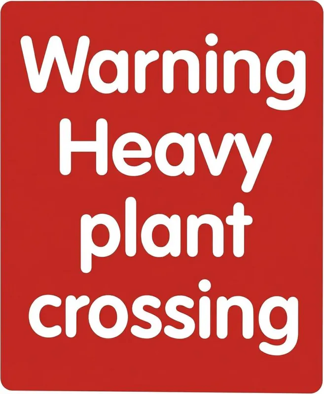 Warning Heavy Plant Crossing Sign