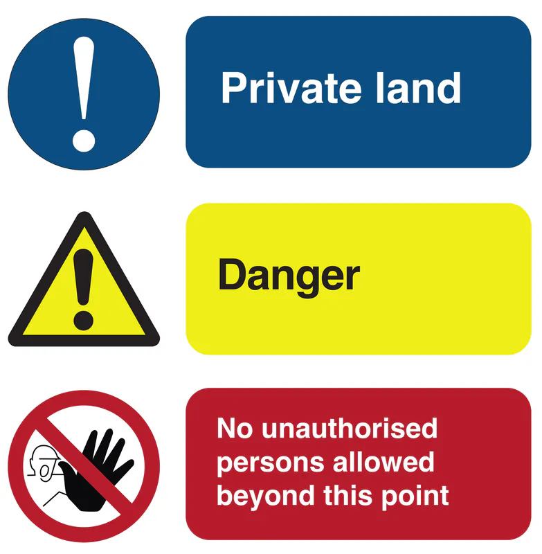 Sign - Private Land Multi Warning